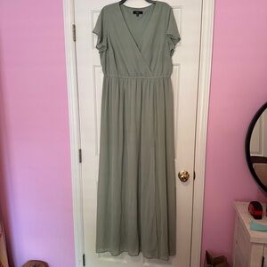 Lulu's Elegant Sage Maxi Dress